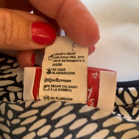 Paloma Carmin Navy White Elbow Length sleeve blouse size 40 - Picture 6 of 6